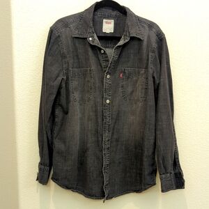 Men's Denim Button Down Shirt L